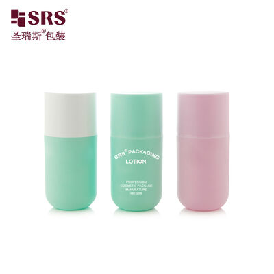 SRS-RE 50 ml ronde bodem plastic luchtloze pompfles voor gezichtscrème lotion gel verpakking