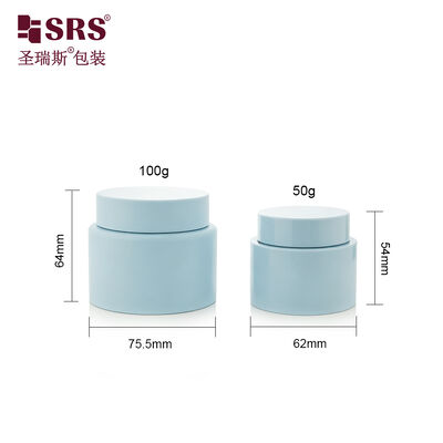 SRSJL 50g 100g lege geverfde mat blauwe kleur PP crème pot Container Aanpassing van het lichaam scrub potten