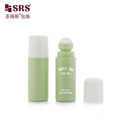 RPPC 75ML PP PCR Recycled Eco Friendly Deodorant Gel Roller Flasje Met Glanzende Flat Cap