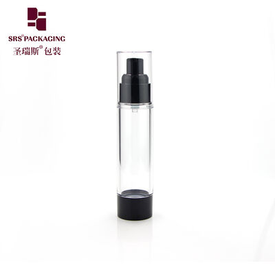 Zwarte AS Airless Pomp Fles ABS Deksel Basis Lege Cosmetische Verpakking 15-120ml