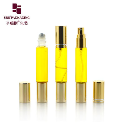 10 ml gouden deksel lege dubbele kop design rol en spuitfles voor parfum