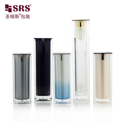 15 ml 30 ml 50 ml Luxe Aangepaste Kleur Acryl Leeg, Luchtloze Pompfles Vierkantig