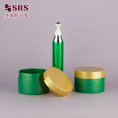 Luxe PP plastic cosmetische verpakkingsset rolfles en potten voor crèmes