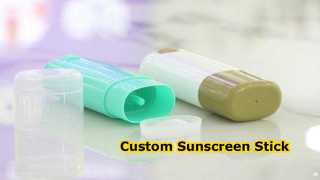 Bekijk: D041 40 ml ovale vorm injectie aangepaste kleur glanzende plastic zonnebrandcrème stick container showcase